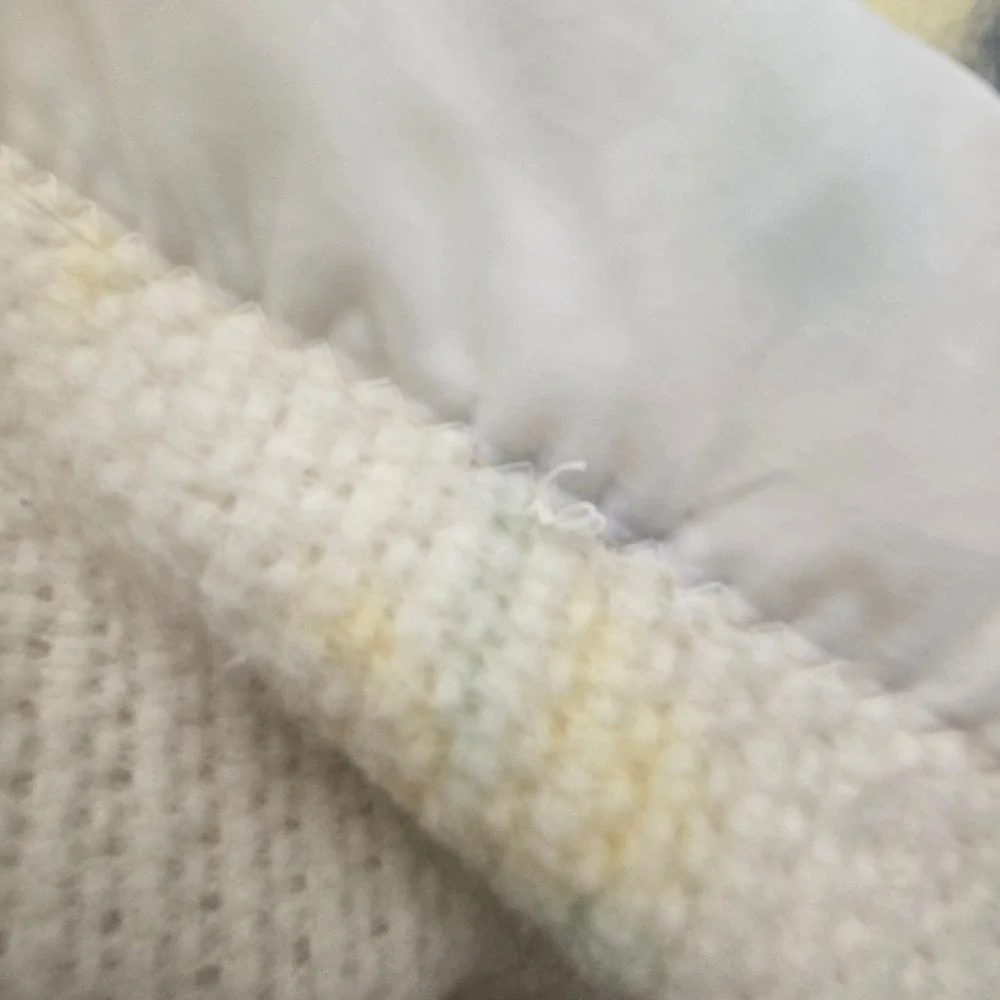 Vintage Baby Pepperell Blanket Pastel Floral Thermal Weave Satin Trim 36